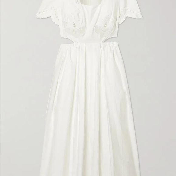 Self-Portrait White Scalloped Midi Dress - Picture 7 of 10